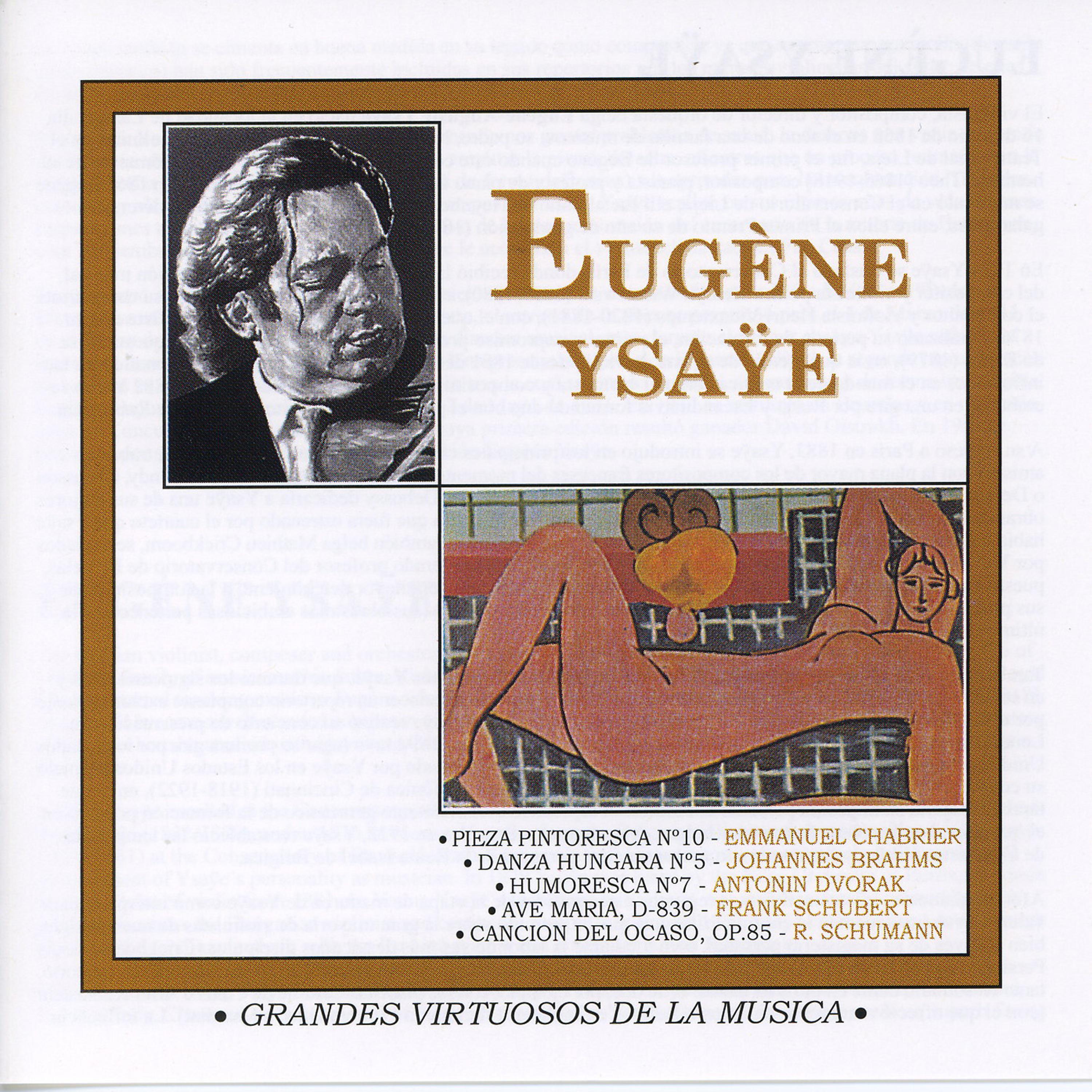 Постер альбома Grandes Virtuosos de la Música: Eugène Ysaÿe
