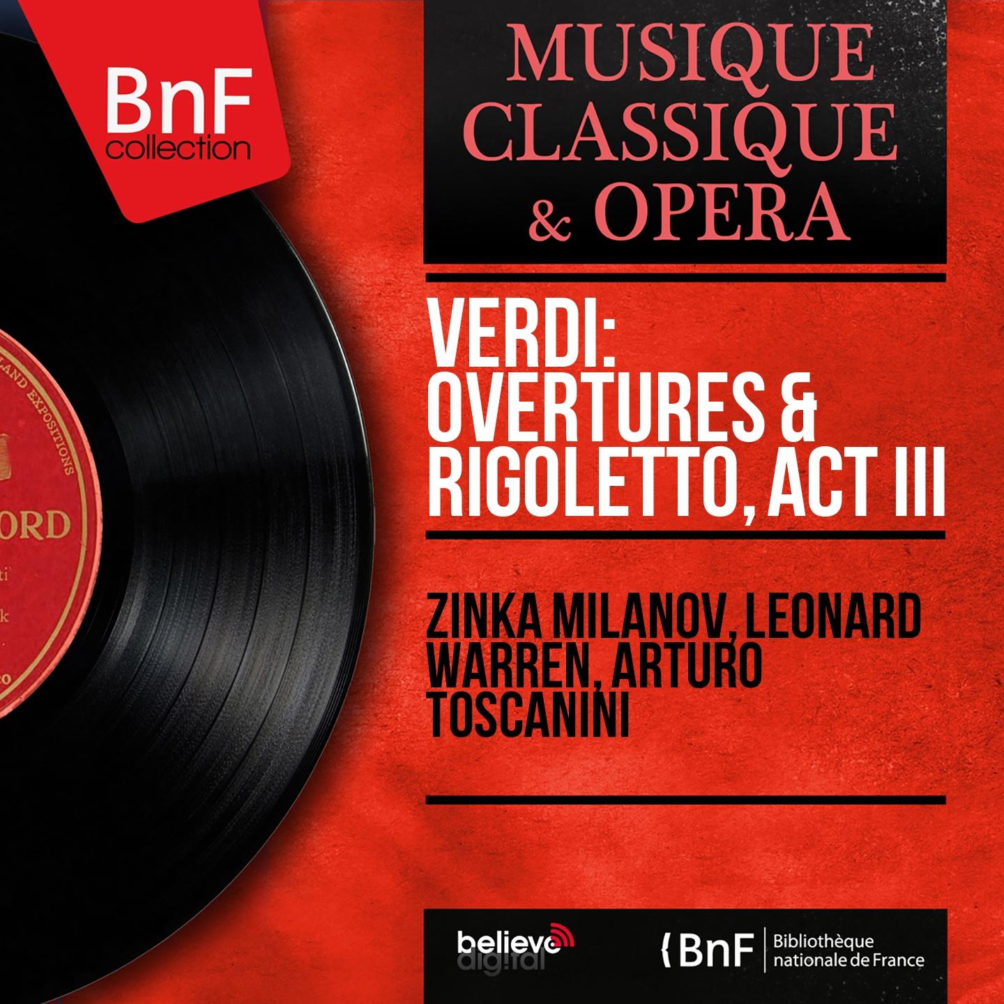 Постер альбома Verdi: Overtures & Rigoletto, Act III (Mono Version)