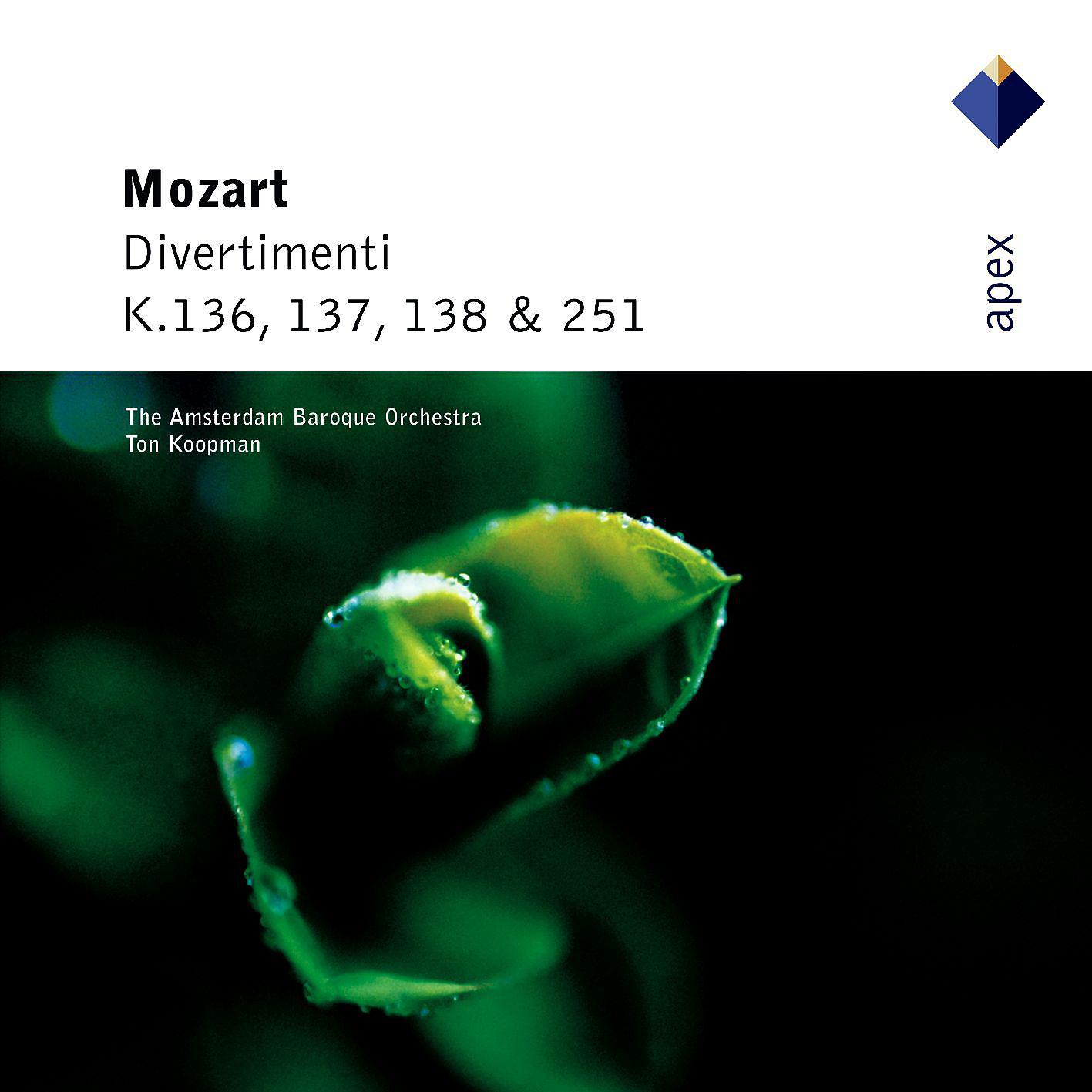 Постер альбома Mozart : Divertimenti K136, K137, K138 & K251  -  Apex