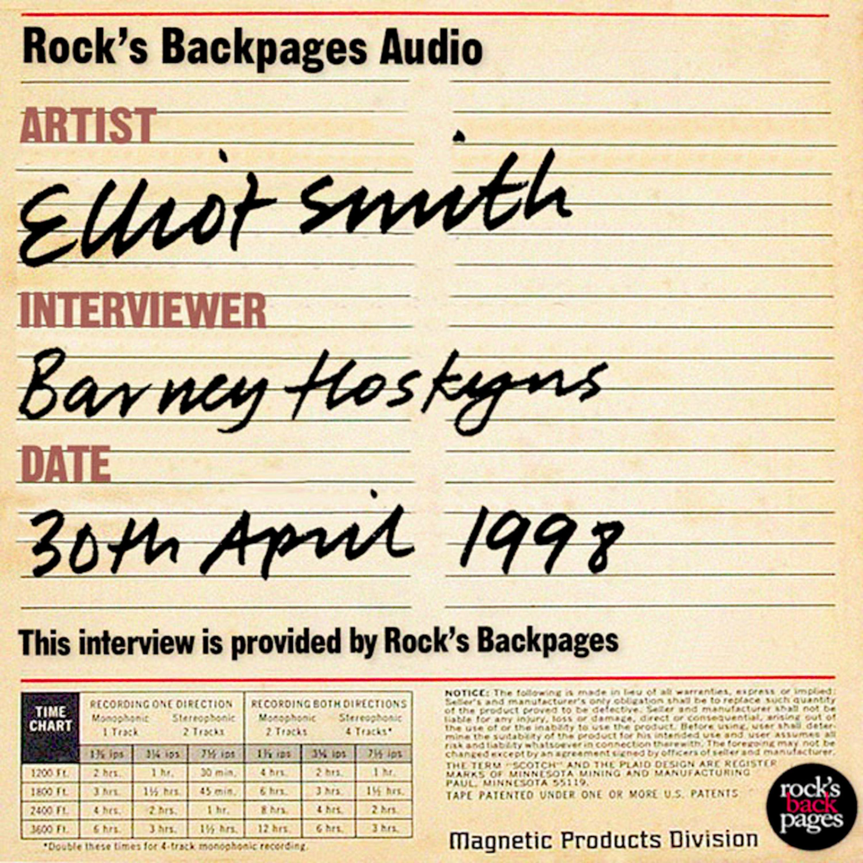 Постер альбома Elliot Smith Interviewed By Barney Hoskyns