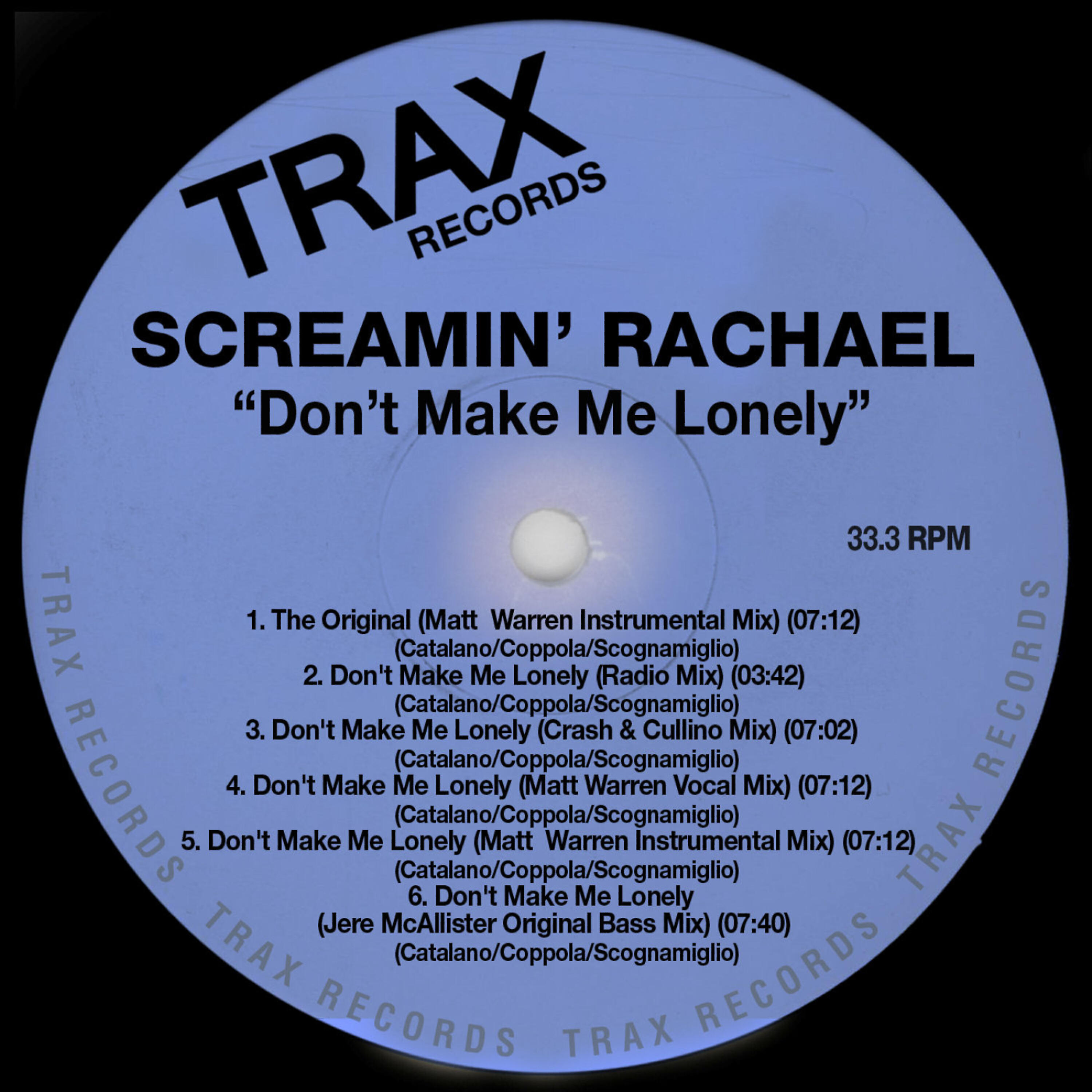 SCREAMIN' RACHAEL - Don't Make Me Lonely (Matt Warren Vocal Mix)