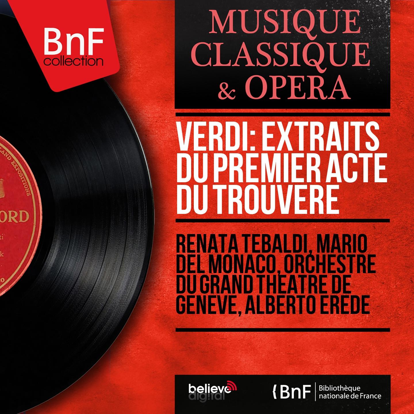 Постер альбома Verdi: Extraits du premier acte du Trouvère (Mono Version)