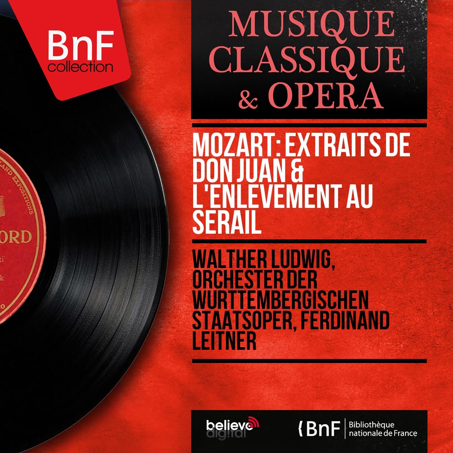 Постер альбома Mozart: Extraits de Don Juan & L'enlèvement au sérail (Mono Version)