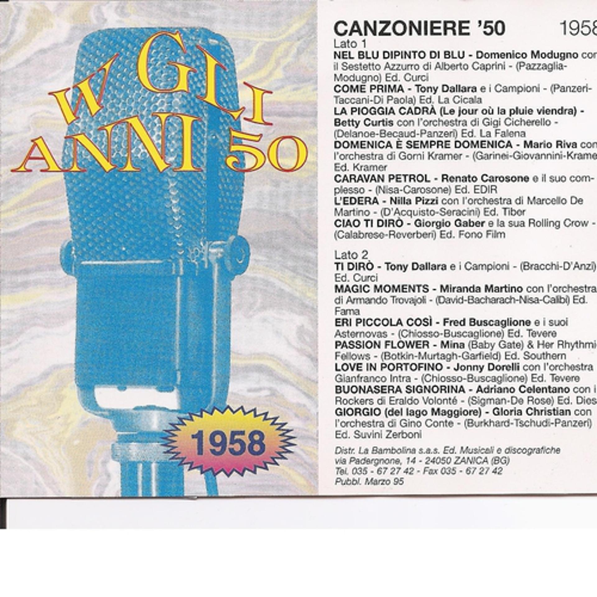 Постер альбома Canzoniere '58 - Canzoni Originali Del 1958