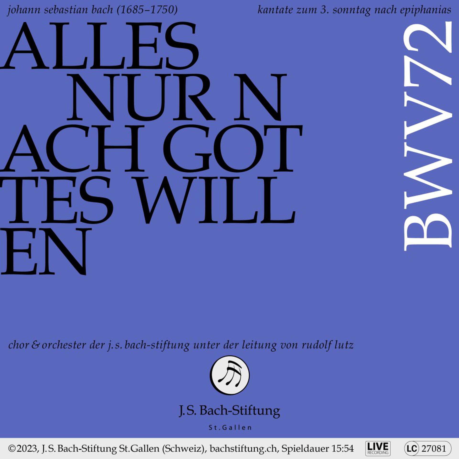 Постер альбома Bachkantate, BWV 72 - Alles nur nach Gottes Willen