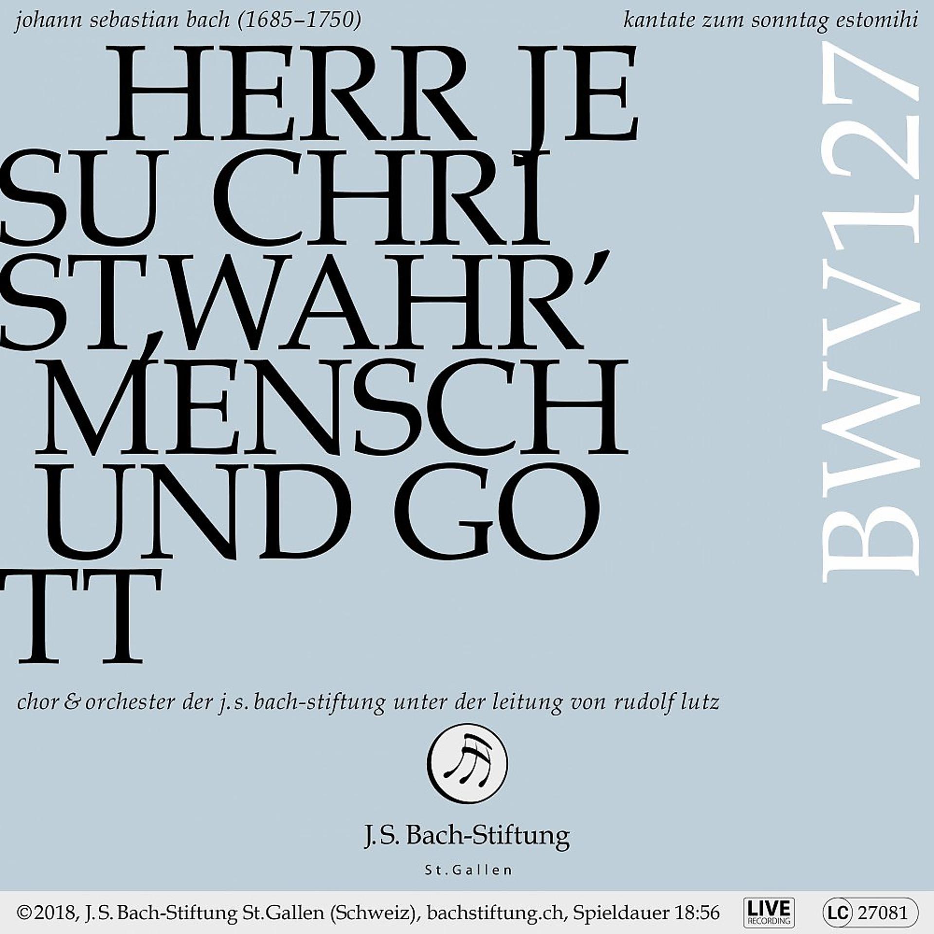 Постер альбома Bachkantate, BWV 127 - Herr Jesu Christ, wahr' Mensch und Gott