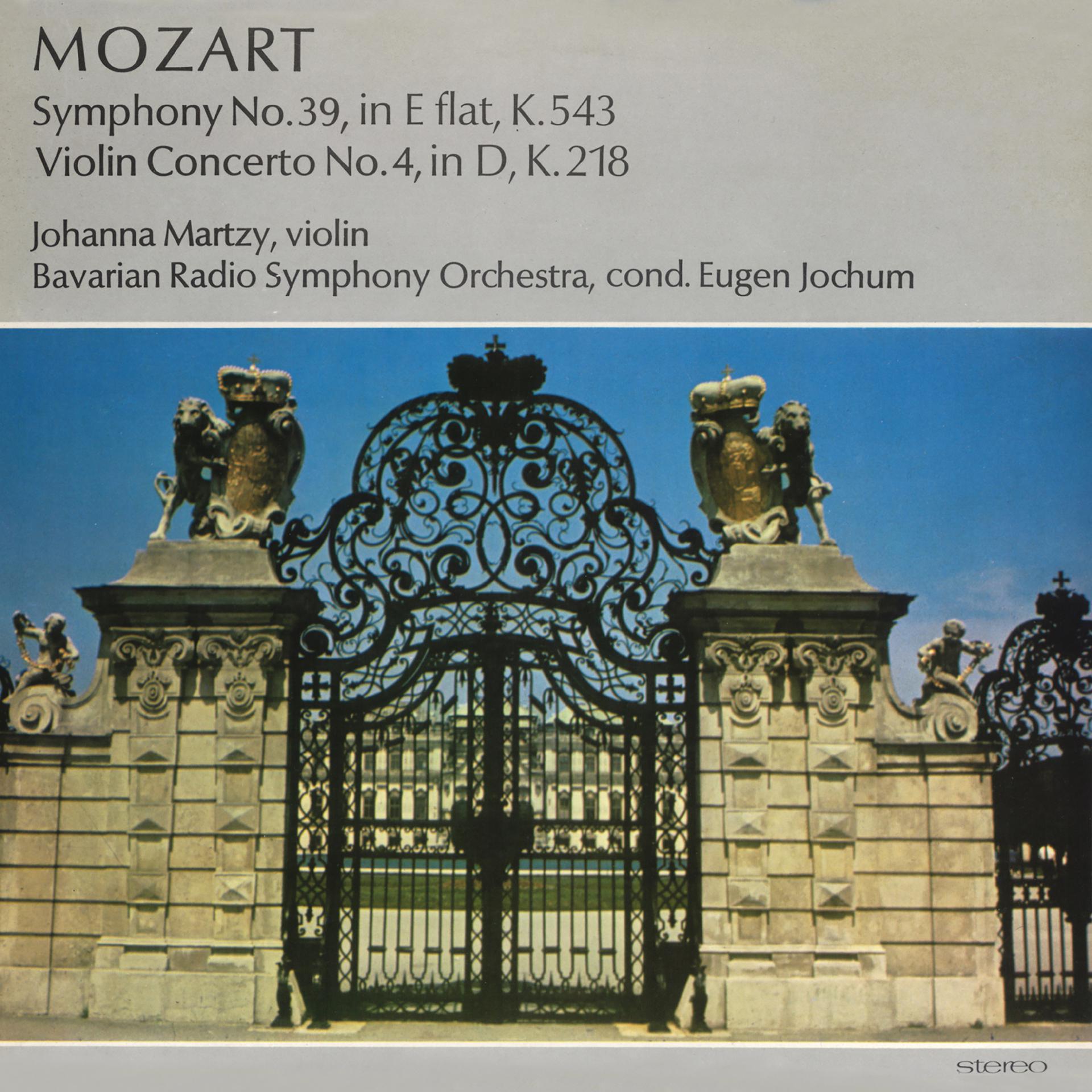Постер альбома Mozart. Symphony No. 39, in E flat, K.543. Violin Concerto No. 4, in D, K.218